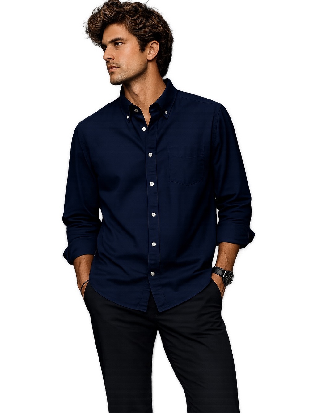 Amazon Essentials Men’s XL Navy Button Down Shirt Regular Fit Long Sleeve NWT